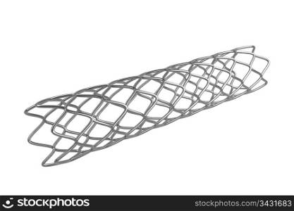 Close-up image of stent, isolated on white background