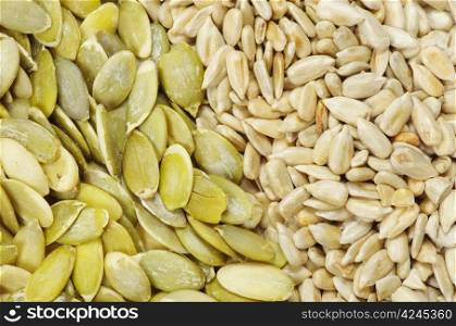 Close up image of sunflower and pumpkin seeds