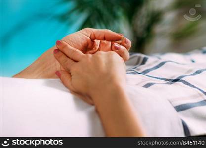 Close-Up Image of Woman’s Fingers Measuring Heart Rate. . Close-Up Image of Woman’s Fingers Measuring Heart Rate.