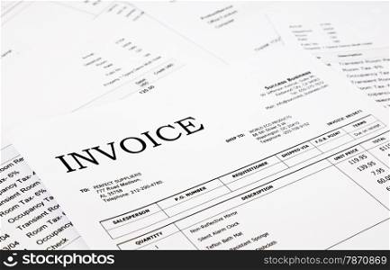 close-up invoice and bills, concept and ideas