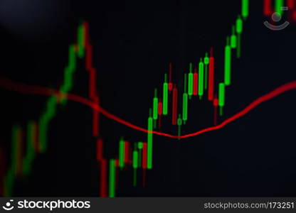 Close-up LED charts and summary info for making stock trading gr. Close-up LED charts and summary info for making stock trading graph