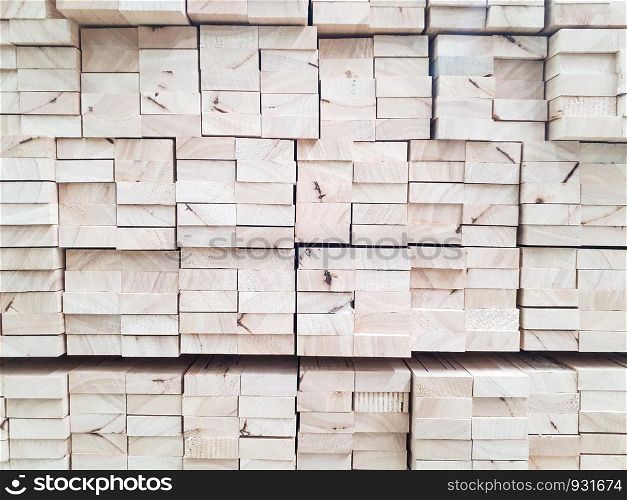 Close up lumber in factory