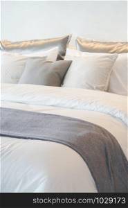 Close up luxury bedding style