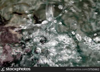 close up macro of water in a fountain