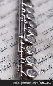 close up metal flute. High resolution photo. close up metal flute. High quality photo