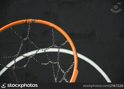 close up metallic basketball hoop