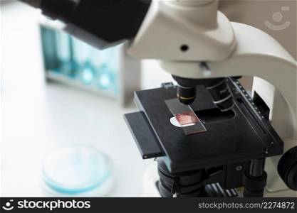 close up microscope glass slide