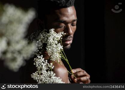 close up model holding flowers 2