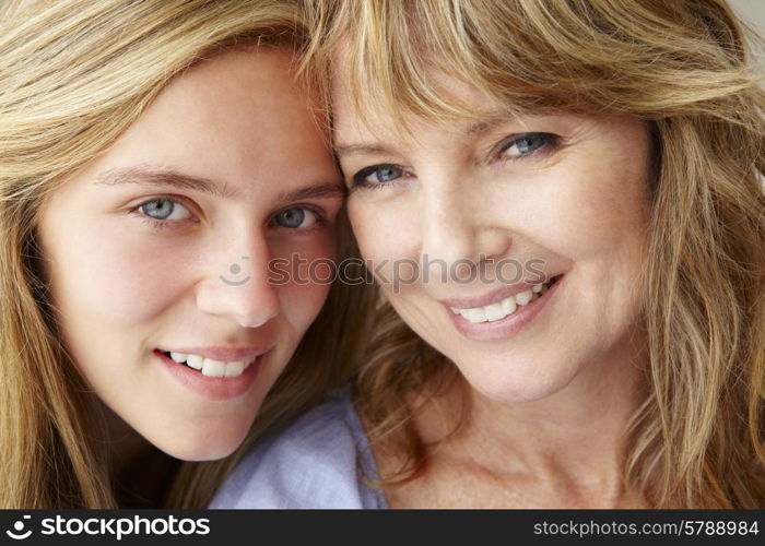 Close up mother with teenage daughter