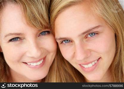 Close up mother with teenage daughter