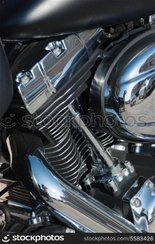 close-up motorcycle engine