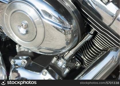 close-up motorcycle engine