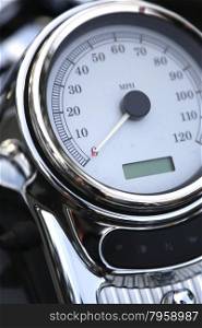 Close up motorcycle speedometer bord