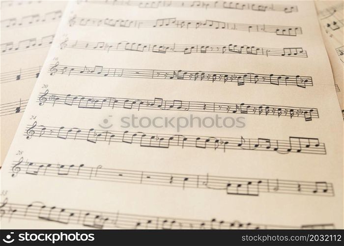 close up music sheet with notes