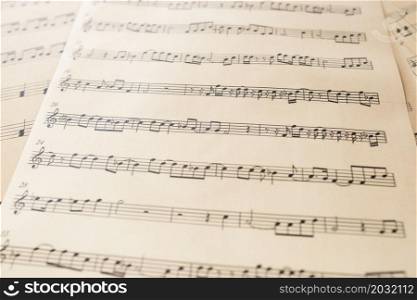 close up music sheet with notes