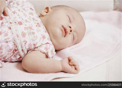 Close-up of a baby girl sleeping
