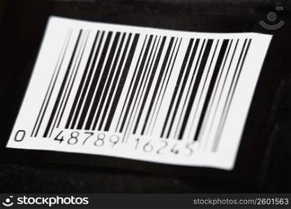 Close-up of a bar code on a black background