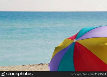Close-up of a beach umbrella on the beach