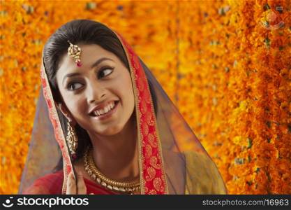 Close-up of a beautiful bride smiling