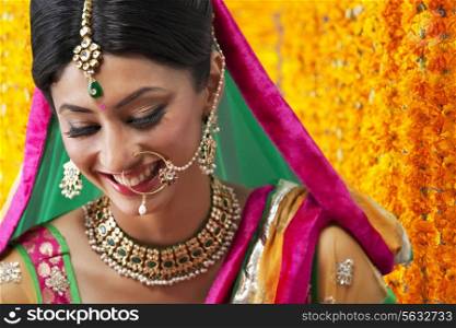 Close-up of a beautiful bride smiling