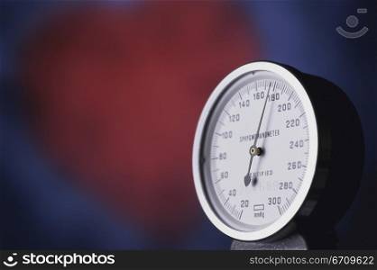 Close-up of a blood pressure gauge
