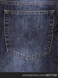 Close-up of a blue jeans back pocket. Blue Jeans Back Pocket