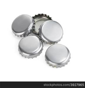 close up of a bottle caps on white background with clipping path
