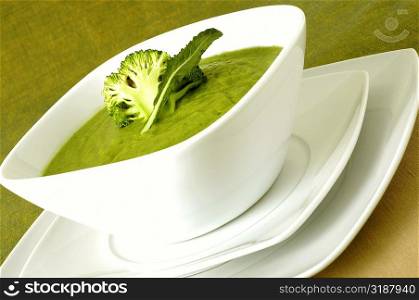 Close-up of a bowl of broccoli soup