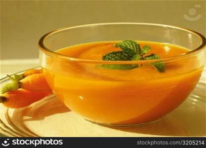Close-up of a bowl of carrot soup