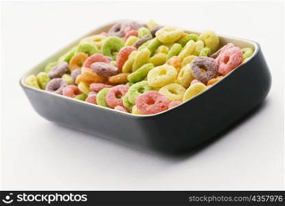 Close-up of a bowl of fruit loops