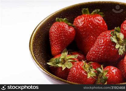 Close-up of a bowl of strawberries