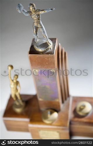 Close-up of a bowling trophy