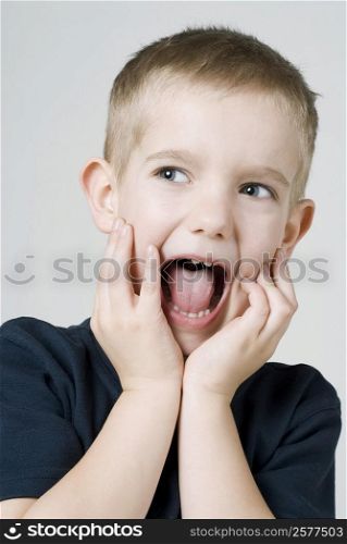 Close-up of a boy shouting