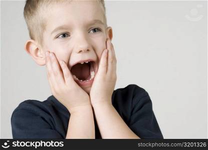 Close-up of a boy shouting