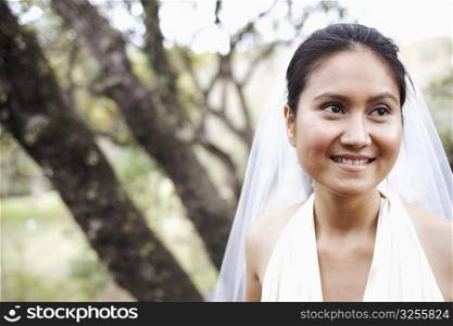 Close-up of a bride smiling