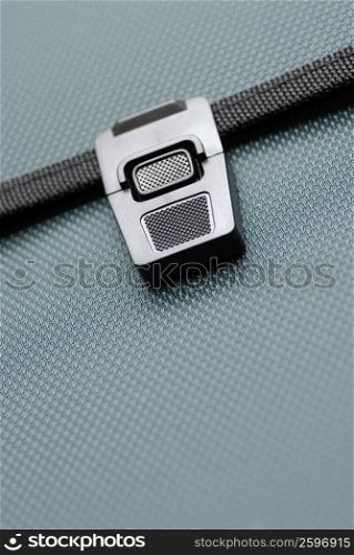Close-up of a briefcase lock