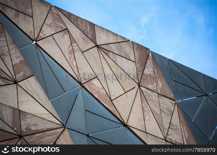 Close up of a building near the Federation Square in Melbourne, Australia showing finer architectural details