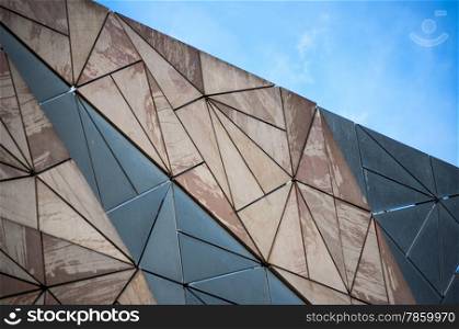 Close up of a building near the Federation Square in Melbourne, Australia showing finer architectural details