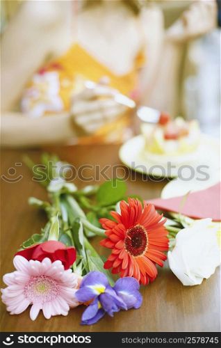 Close-up of a bunch of flowers on the table