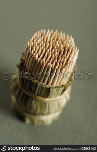 Close-up of a bundle of toothpicks
