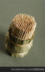 Close-up of a bundle of toothpicks