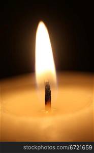 Close up of a burning candle flame