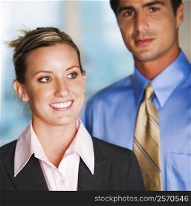 Close-up of a businessman and a businesswoman