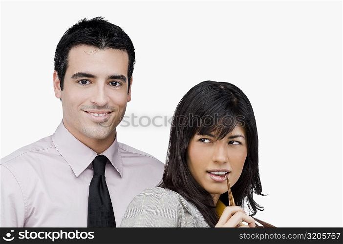 Close-up of a businessman and a businesswoman