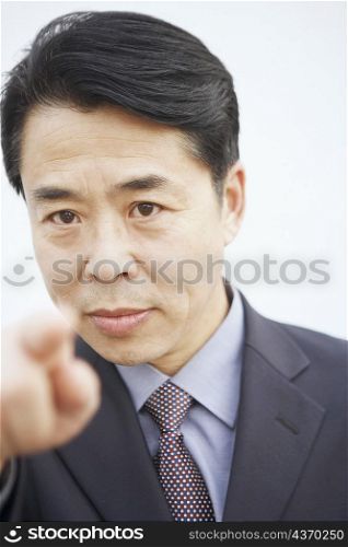 Close-up of a businessman gesturing