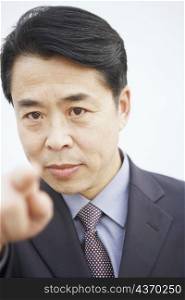 Close-up of a businessman gesturing