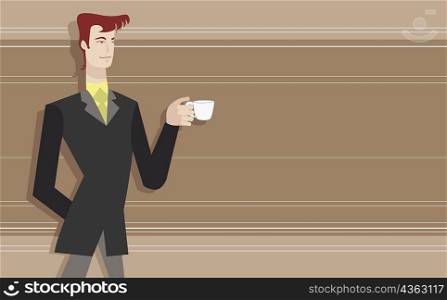 Close-up of a businessman holding a cup of tea
