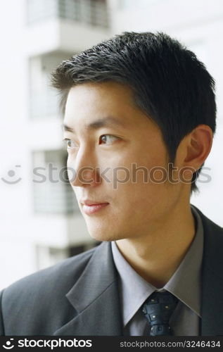 Close-up of a businessman looking away