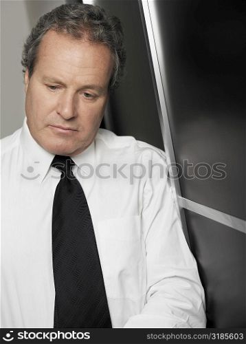 Close-up of a businessman looking stressed