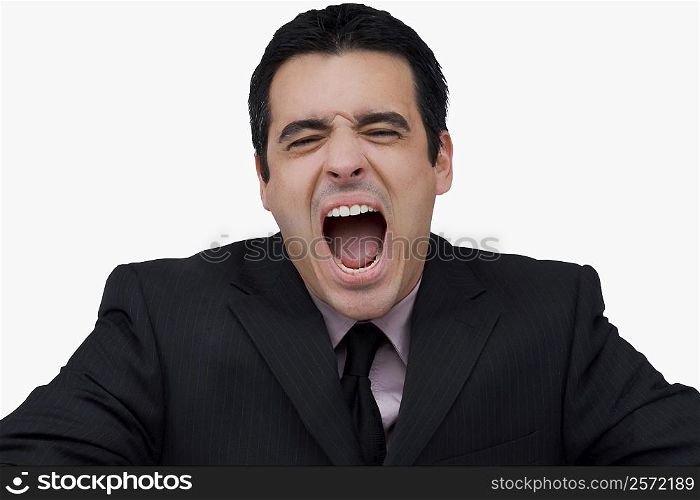 Close-up of a businessman shouting